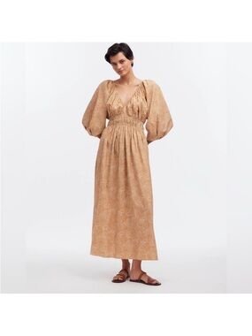 Madewell V-Neck Balloon-Sleeve Maxi Dress Size 14